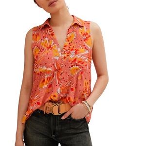 Vera For Anthropologie Sleeveless Top Orange S